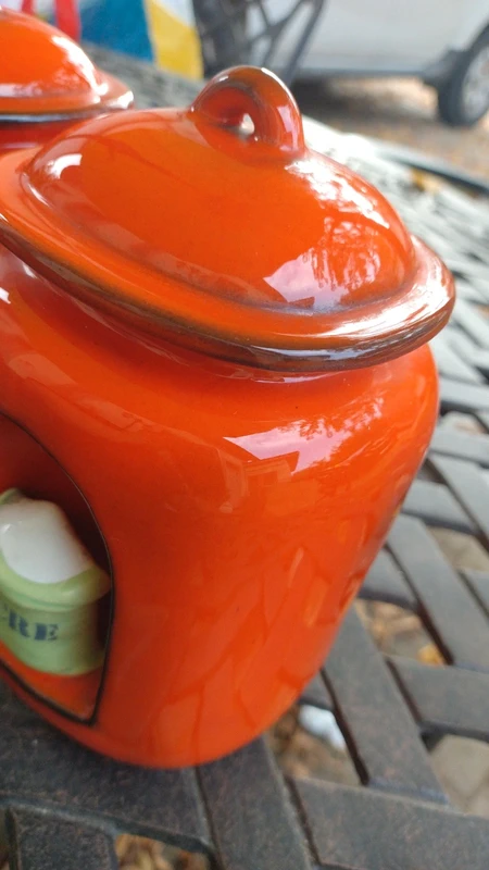 coppia vaso barattolo per zucchero e caffè ceramica arancione coppia vaso barattolo per zucchero e caffè ceramica arancione