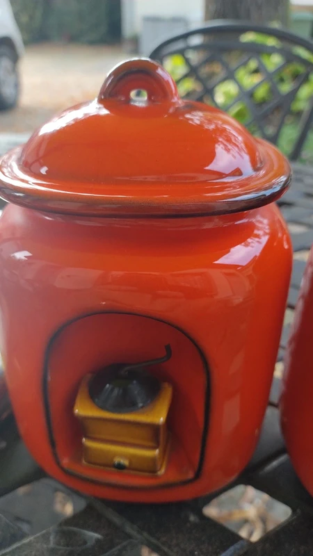 coppia vaso barattolo per zucchero e caffè ceramica arancione coppia vaso barattolo per zucchero e caffè ceramica arancione
