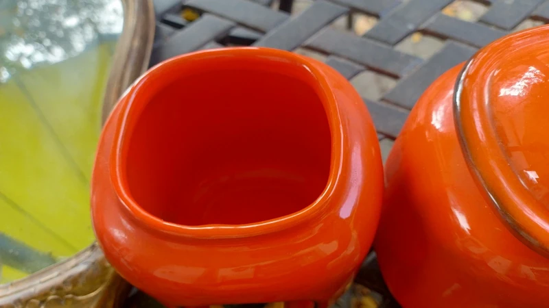 coppia vaso barattolo per zucchero e caffè ceramica arancione coppia vaso barattolo per zucchero e caffè ceramica arancione