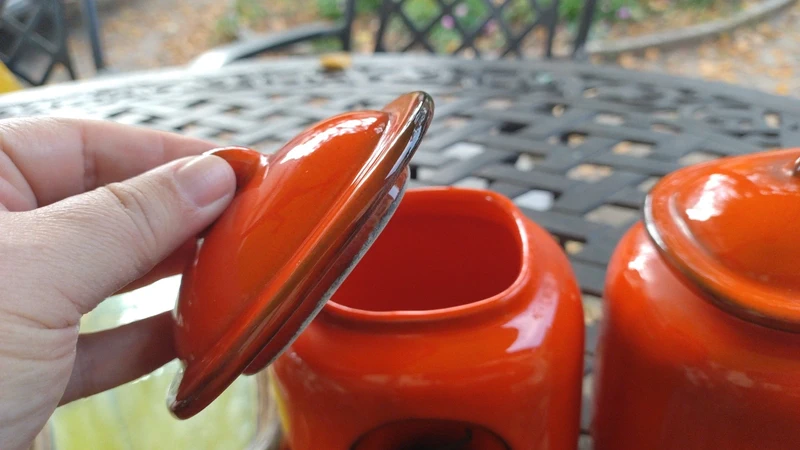 coppia vaso barattolo per zucchero e caffè ceramica arancione coppia vaso barattolo per zucchero e caffè ceramica arancione