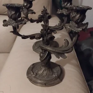 coppia candelabro candeliere porta candela due fiamme