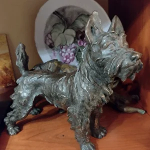 cane ceramica argentata firmato art nouveau liberty