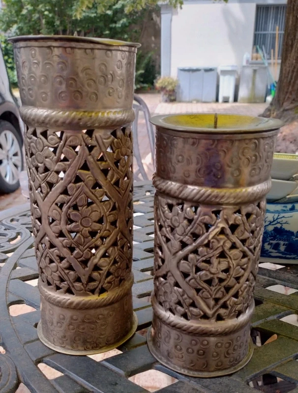 coppia porta cero candela metallo traforato argentato coppia porta cero candela metallo traforato argentato