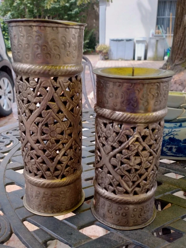 coppia porta cero candela metallo traforato argentato coppia porta cero candela metallo traforato argentato