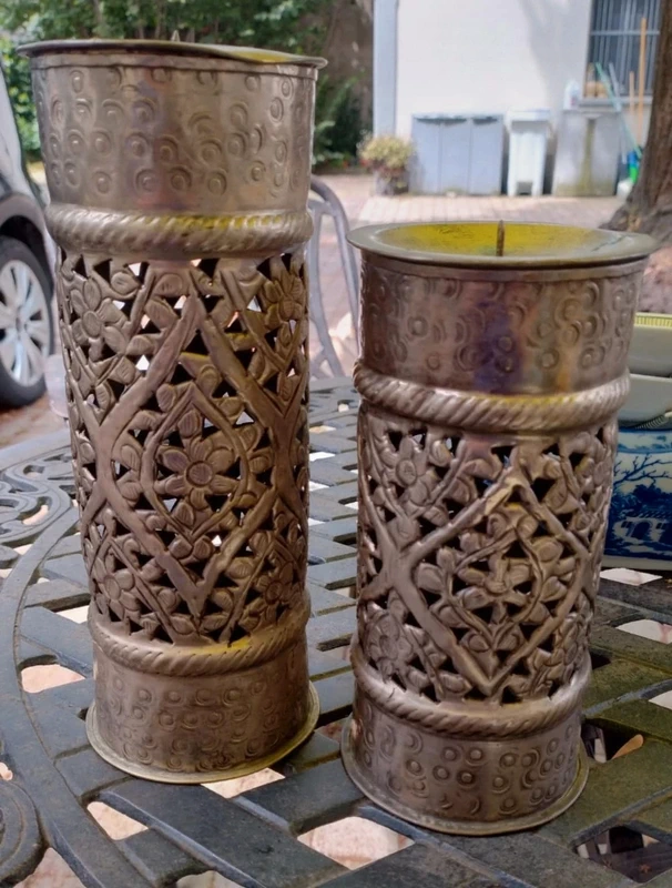 coppia porta cero candela metallo traforato argentato coppia porta cero candela metallo traforato argentato
