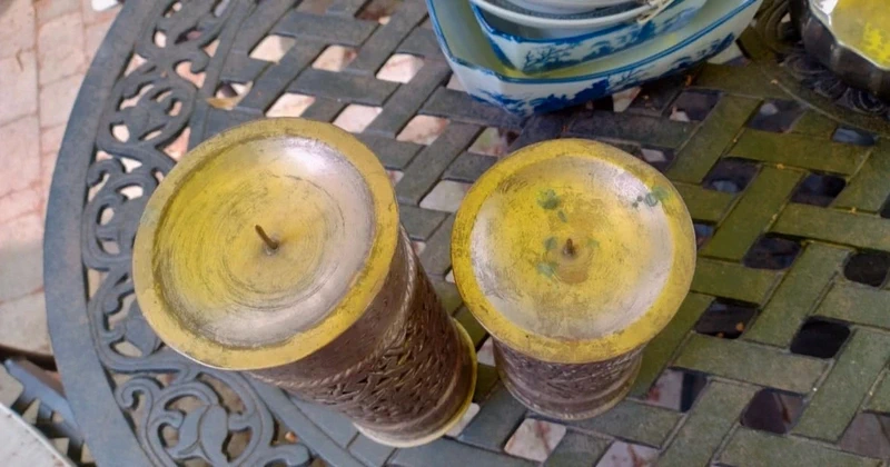 coppia porta cero candela metallo traforato argentato coppia porta cero candela metallo traforato argentato