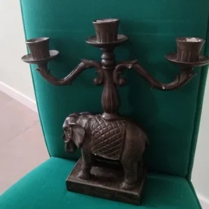  elefante candeliere candelabro per 3 candele fiamme
