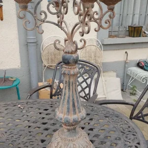 grande vecchio candeliere candelabro 5 bracci in metallo decorato