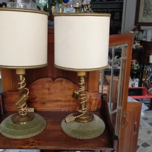 coppia lampada con paralume antica