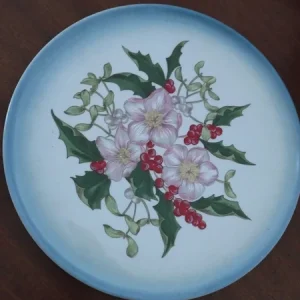 piatto decoro fiori bacche natale christmas limoges france