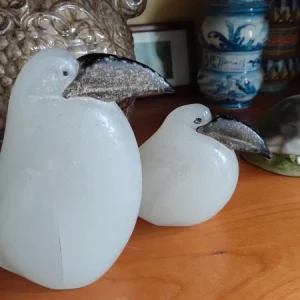 coppia pellicano vetro pieno murano a firma ghisetti italy
