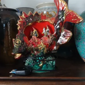 vallauris france lampada da tavolo in ceramica smaltata a forma di pesce