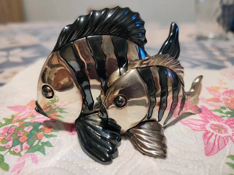 coppia pesci laminata in argento bicolore principi italy coppia pesci laminata in argento bicolore principi italy