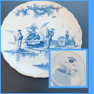 piatto decoro china blu bianco marchio laveno