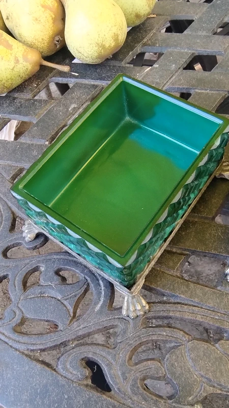 posacenere e porta sigarette vetro cristallo malachite bohemia anni 30 posacenere e porta sigarette vetro cristallo malachite bohemia anni 30