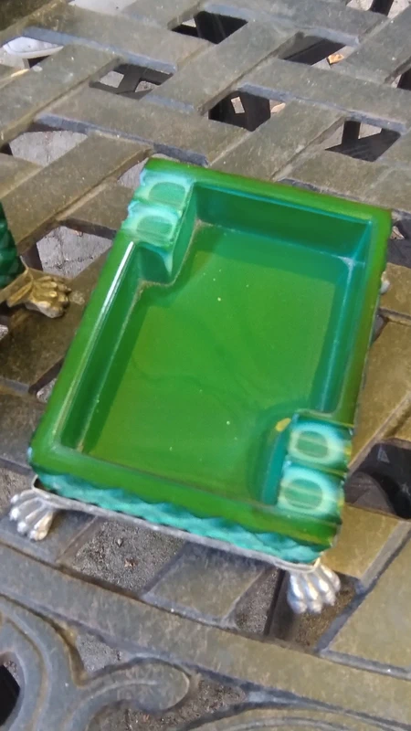 posacenere e porta sigarette vetro cristallo malachite bohemia anni 30 posacenere e porta sigarette vetro cristallo malachite bohemia anni 30