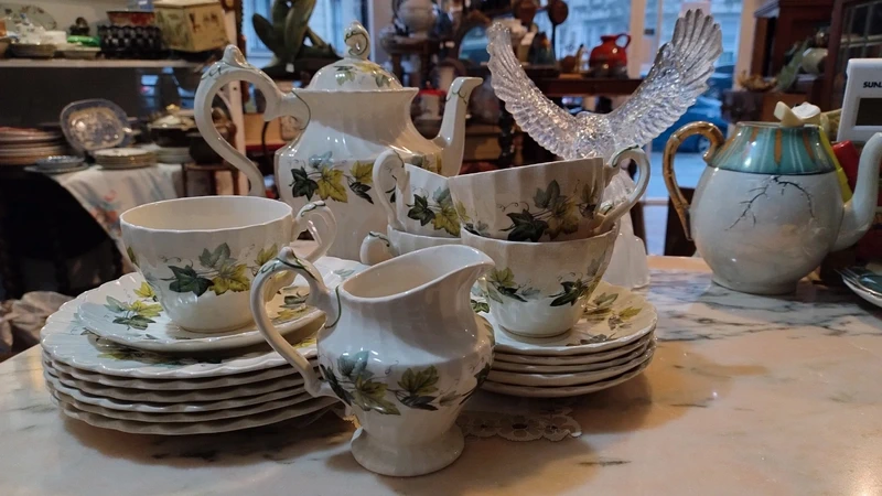 servizio thè myott england decoro verde foglie vite per 5 persone servizio thè myott england decoro verde foglie vite per 5 persone