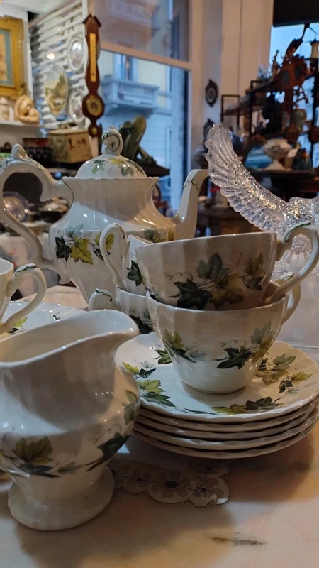 servizio thè myott england decoro verde foglie vite per 5 persone servizio thè myott england decoro verde foglie vite per 5 persone
