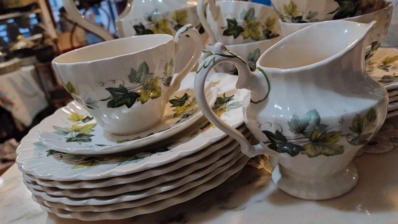 servizio thè myott england decoro verde foglie vite per 5 persone servizio thè myott england decoro verde foglie vite per 5 persone