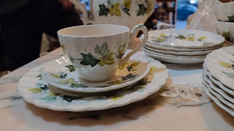 servizio thè myott england decoro verde foglie vite per 5 persone servizio thè myott england decoro verde foglie vite per 5 persone