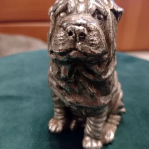 cane dog razza shar pei resina argentata vintage