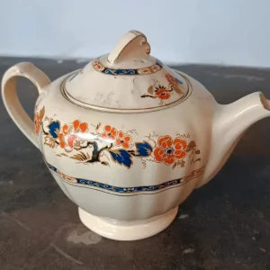teiera decoro fiori blu e arancione sunshine j&g meakin england