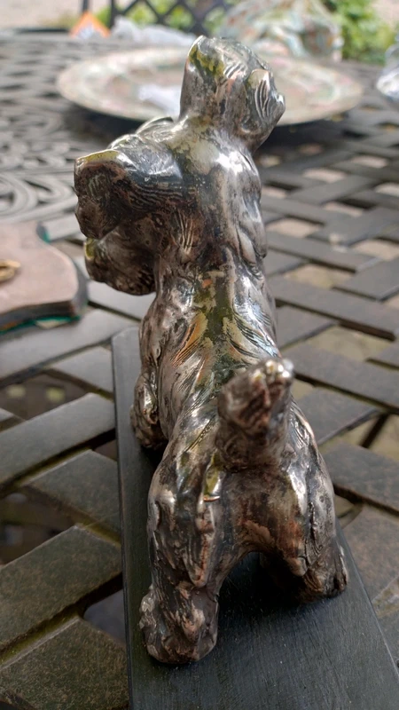 cane terrier terracotta argentata firmato cane terrier terracotta argentata firmato