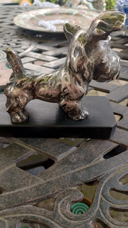 cane terrier terracotta argentata firmato cane terrier terracotta argentata firmato