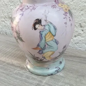 vaso porcellana antico dipinto a mano geisha