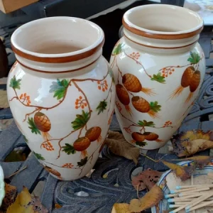 coppia vaso vasetto ceramica dipinto a mano natale 1947