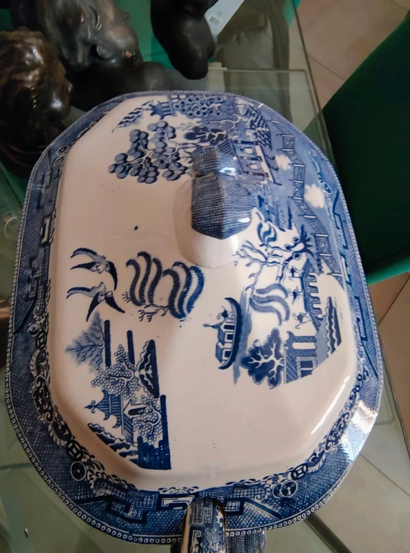 grande zuppiera presumibilmente inglese decoro china bianco e blu grande zuppiera presumibilmente inglese decoro china bianco e blu
