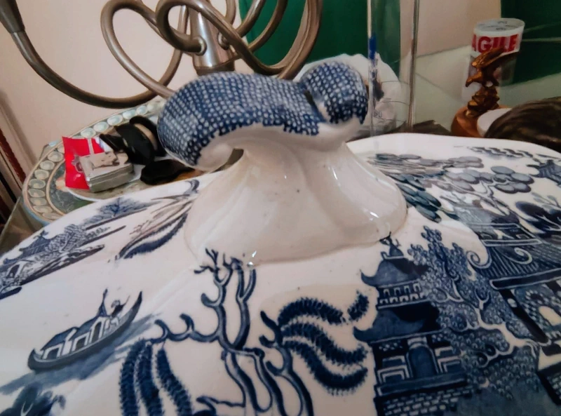 grande zuppiera presumibilmente inglese decoro china bianco e blu grande zuppiera presumibilmente inglese decoro china bianco e blu