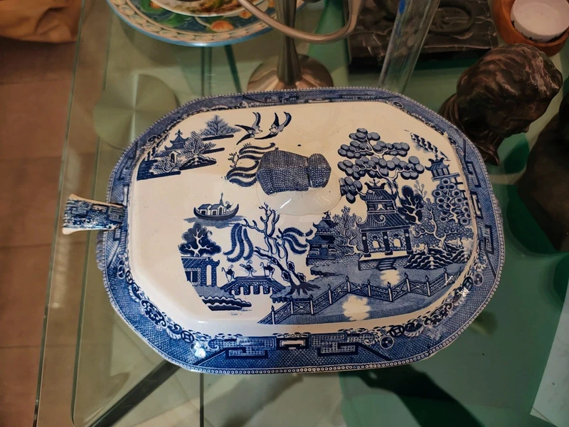 grande zuppiera presumibilmente inglese decoro china bianco e blu grande zuppiera presumibilmente inglese decoro china bianco e blu