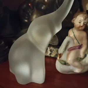 elefante elefantino vetro bianco satinato