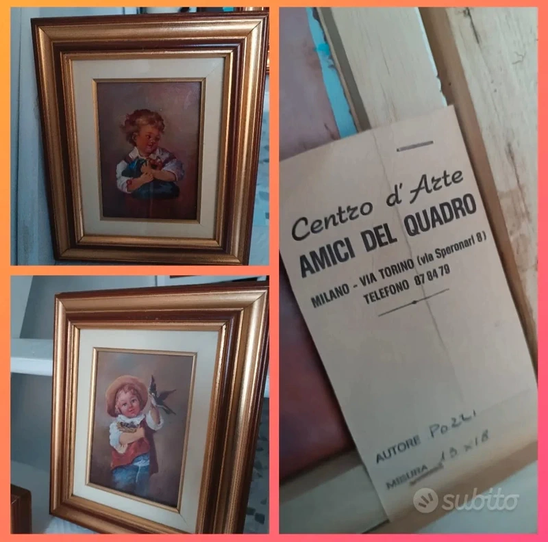 coppia dipinto su rame bambino e bambina coppia dipinto su rame bambino e bambina