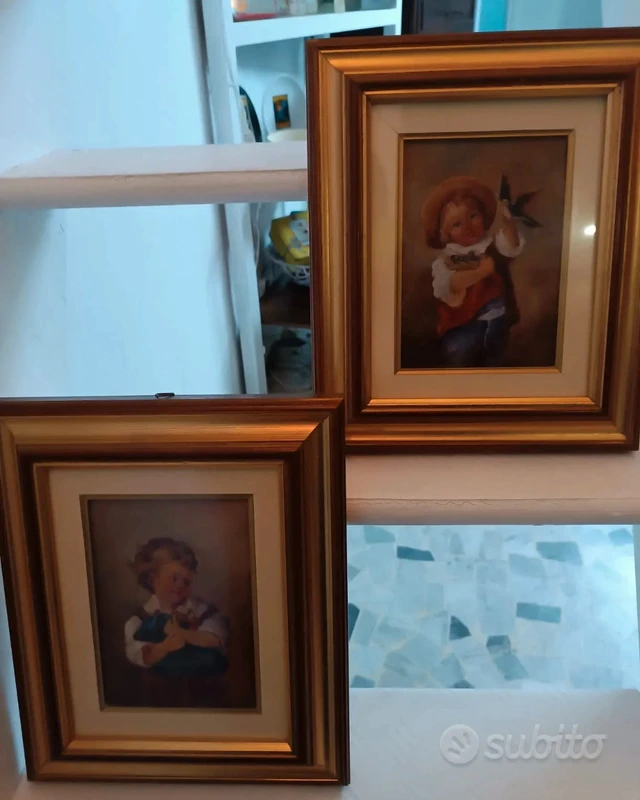 coppia dipinto su rame bambino e bambina coppia dipinto su rame bambino e bambina