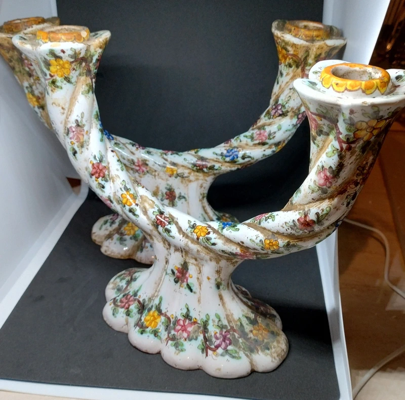 coppia candelabro candeliere ceramica fiori cam gubbio coppia candelabro candeliere ceramica fiori cam gubbio