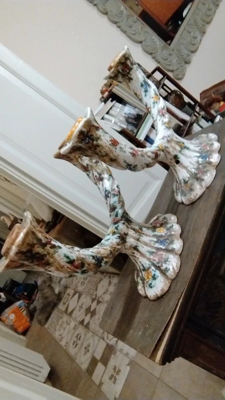 coppia candelabro candeliere ceramica fiori cam gubbio coppia candelabro candeliere ceramica fiori cam gubbio