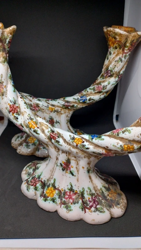 coppia candelabro candeliere ceramica fiori cam gubbio coppia candelabro candeliere ceramica fiori cam gubbio