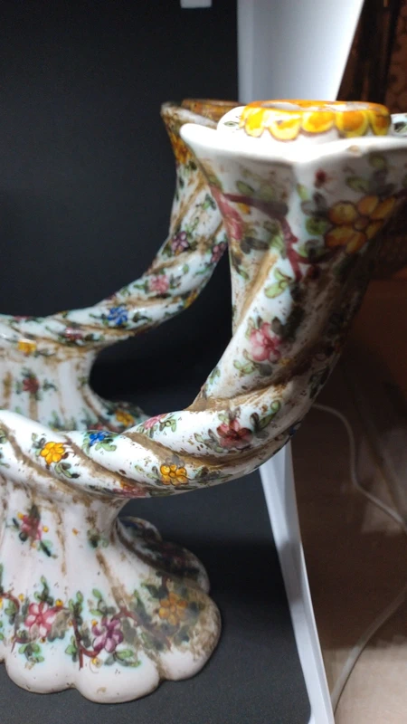 coppia candelabro candeliere ceramica fiori cam gubbio coppia candelabro candeliere ceramica fiori cam gubbio