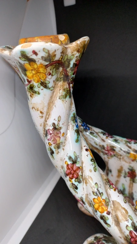 coppia candelabro candeliere ceramica fiori cam gubbio coppia candelabro candeliere ceramica fiori cam gubbio