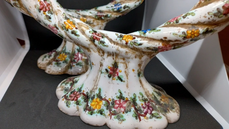 coppia candelabro candeliere ceramica fiori cam gubbio coppia candelabro candeliere ceramica fiori cam gubbio