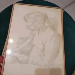 donna ragazza carboncino quadro su carta