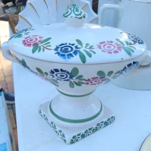 barattolo scatola ciotola ceramica decoro fiori vintage