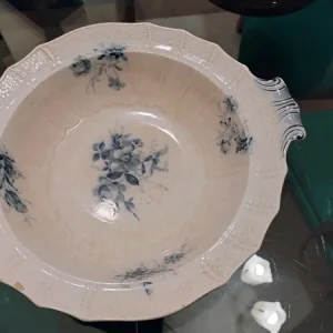 ciotola con manici fiori blu villeroy & boch antico