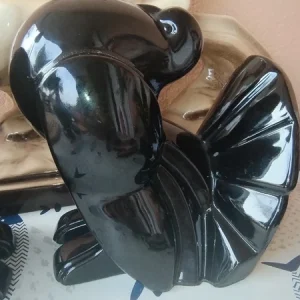 coppia colomba pavoncella ceramica nero