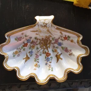 servizio 6 piatto conchiglia vetro antico boho moser