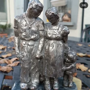scultura ceramica argentata firma m. fabris italy