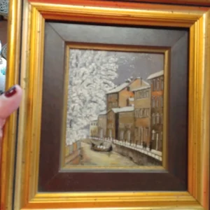quadro olio su tela navigli milano italy