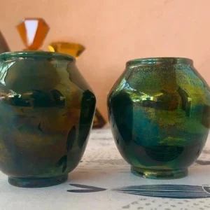 coppia vaso iridescente riccardo gatti faenza italy